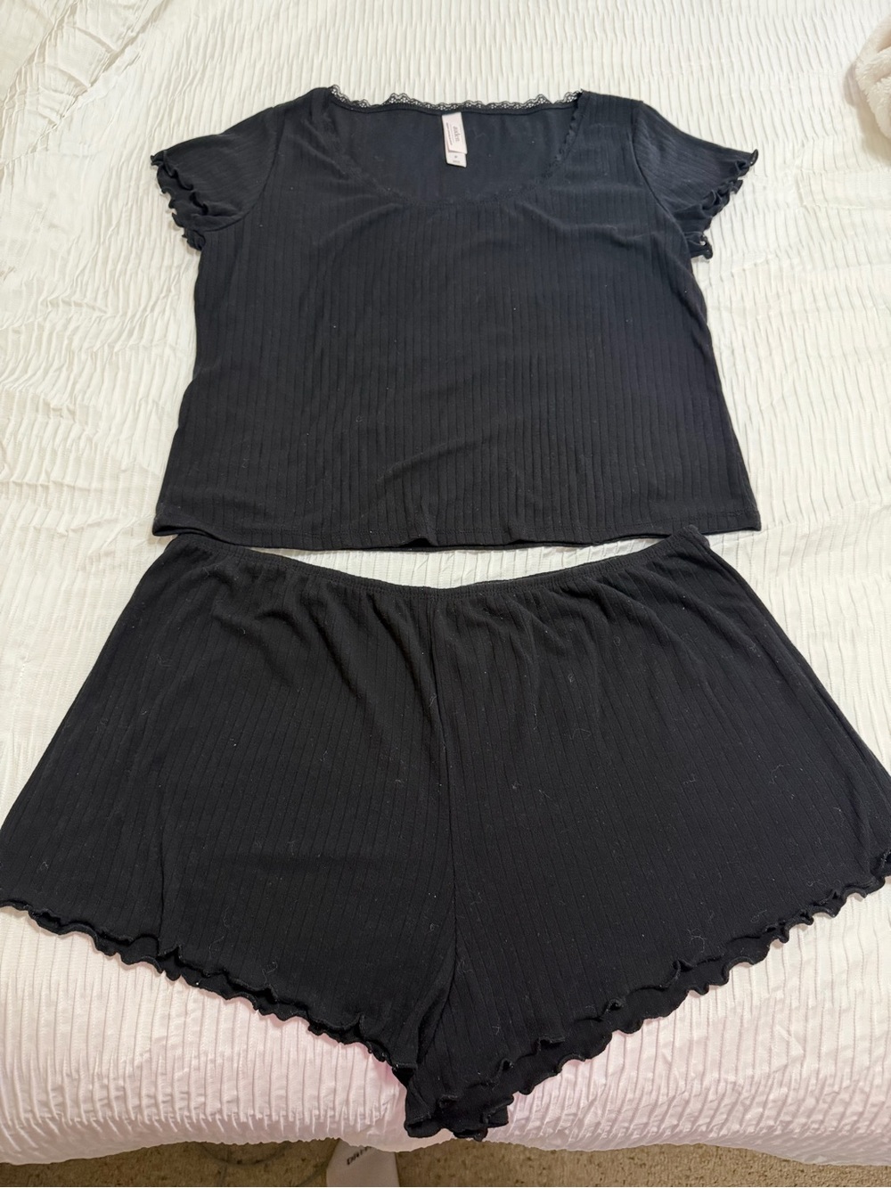Auden Soft Black Ribbed Lounge Set